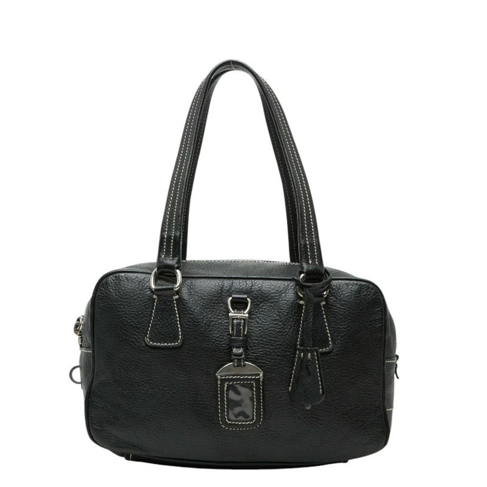 Prada Handbag Boston Bag Black Leather